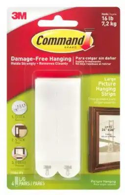 Walmart Command Large Picture Hanging Strips, White 4 ea (Pack of 3) offer