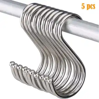 Walmart New Release JGF844 Stainless Steel Metal S Hooks Kitchen Pot Pan Hanger Clothes Storage Rack 5 Pcs offer