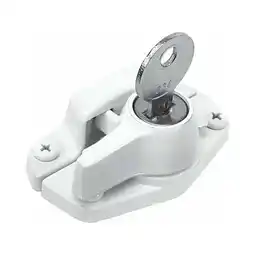 Walmart Defender Security U 9928 Keyed Sash Lock, 2 In. Hole Centers, Heavy Duty Zinc Diecast, White Finish offer