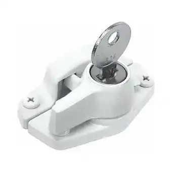 Walmart Defender Security U 9928 Keyed Sash Lock, 2 In. Hole Centers, Heavy Duty Zinc Diecast, White Finish offer