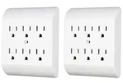 Walmart 6 Outlet Wall Tap Extender Turns 2 Grounded Outlets into 6 - Easy Install Charging Station | 2 Pack offer