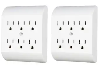 Walmart 6 Outlet Wall Tap Extender Turns 2 Grounded Outlets into 6 - Easy Install Charging Station | 2 Pack offer