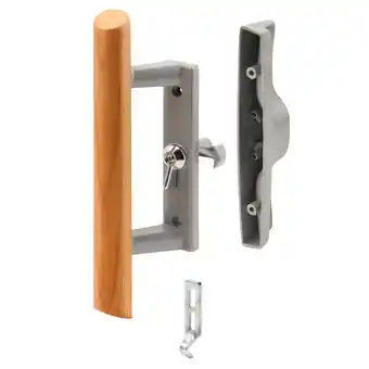 Walmart 3-15/16 in. Hole Center, Gray Diecast, Sliding Patio Door Handle with Wood Handle (Single Pack) offer