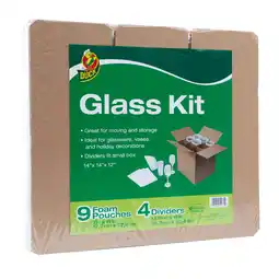 Walmart Duck Brand Glass Kit, 9 Foam Pouches and 4 Corrugate Dividers (Box Not Included) offer