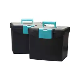 Walmart Storex File Storage Box with XL Storage Lid, 10-7/8 x 13-1/4 x 11 Inches, Black/Teal offer