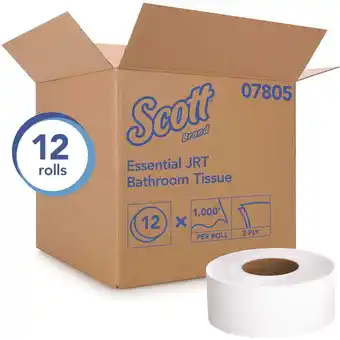 Walmart SCOTT 07805 2-Ply White 1000 Jumbo Roll Commercial Toilet Paper (, 1000 ft./Roll) - pack of 12 offer
