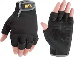 Walmart Wells Lamont Men's Fingerless Synthetic Leather Palm Work Gloves, Medium (847M), Black offer