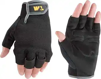 Walmart Wells Lamont Men's Fingerless Synthetic Leather Palm Work Gloves, Medium (847M), Black offer