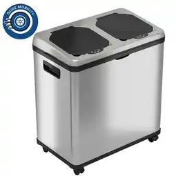 Walmart iTouchless 2 Compartment Recycle Touchless Trashcan 16 gallon Stainless Steel Recycling Bin offer