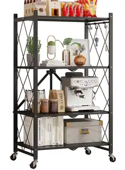 Walmart Vebreda 4-Tier Storage Shelf Foldable Metal Shelving Units with Wheels, Black offer
