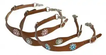 Walmart Showman Scalloped Leather Wither Strap w/ Crystal Rhinestone Conchos (Blue) offer