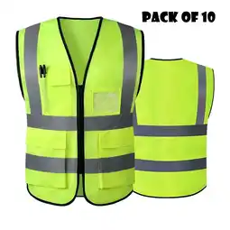Walmart Reflective Vest, Safety Vests with High Visibility Reflective Strips & 5 Pockets, Pack of 10 offer