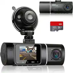 Walmart Abask J05 Dual 1080P FHD Car Dash Camera with Night Vision and 32GB Card offer