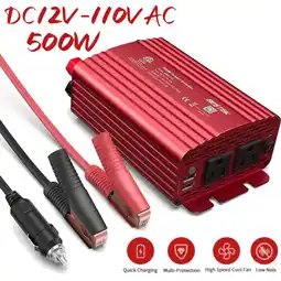 Walmart BESTEK 500W Power Inverter DC 12V to 110V AC Converter with 4.8A Dual USB Car Charger ETL Listed,Red offer