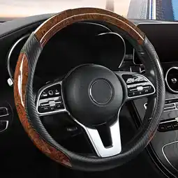 Walmart XUKEY Car Steering Wheel Cover Carbon Fiber Wood Grain Universal 14.5 to 15 offer