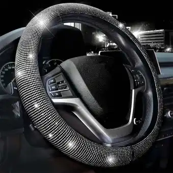 Walmart Steering Wheel Cover Bling Bling Diamond Sparkling Car SUV Wheel Protector Universal Fit 15 Inch offer