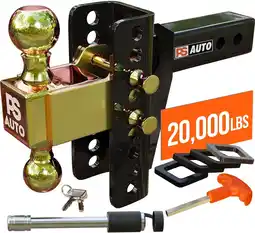 Walmart PSAUTO Adjustable Trailer Hitch 2 Receiver, 6 Drop, 20,000 lbs, Dual Ball (2 & 2-5/16), Steel offer