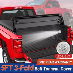 Walmart MOSTPLUS 5FT 3-Fold Tonneau Cover for 2016-2023 Toyota Tacoma TRD Truck Bed w/Lamp offer
