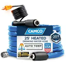 Walmart Camco 25-Foot Heated Water Hose for RV - Drinking Water Safe - Blue (22911) offer