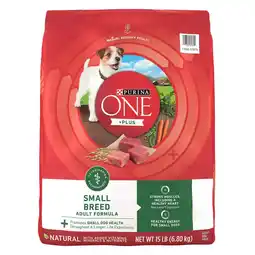 Walmart Purina New! Purina ONE Plus Small Breed Lamb and Rice Formula Dry Dog Food 15 lb offer