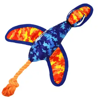 Walmart Nerf Dog Nylon Digital Camo Crinkle Wing Duck Launching Fetch Dog Toy, Orange/Blue, 16.5 offer