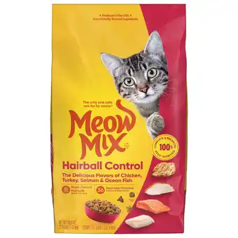 Walmart Meow Mix Hairball Control Dry Cat Food for Adult Cats, 3.15 lb. Bag offer