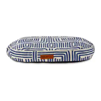 Walmart Vibrant Life Oval Durry Pet Bed, Blue & White offer