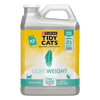 Walmart Purina Tidy Cats Lightweight Clumping Cat Litter, Unscented, Low Dust,24/7 Odor Control, 8.5 lb. Jug offer