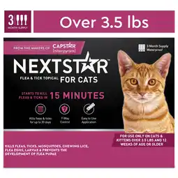 Walmart NEXTSTAR Flea & Tick Topical Prevention for Cats Over 3.5 lbs, 3-Month Supply offer