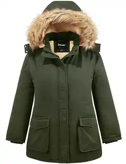 Walmart Soularge Women's Plus Size Winter Coat Warm Puffer Jacket Windproof Winter Jacket Army green 4X offer