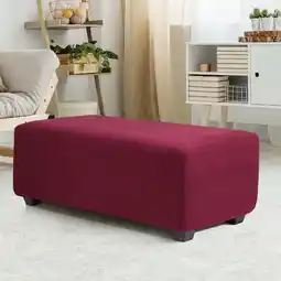 Walmart PiccoCasa Stretch Ottoman Slipcover Jacquard Rectangle Footstool Cover Burgundy Small offer