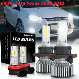 Walmart For Ford Focus 2008-2011 LED Headlights High Low Beam Fog Light Bulbs Combo White 12000LM 6000K 4pcs offer