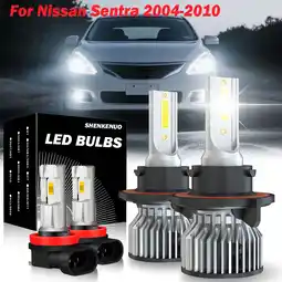 Walmart For Nissan Sentra 2004-2010 White 9008 H11 LED Headlight High Low Fog Light 4PCS Bulbs offer