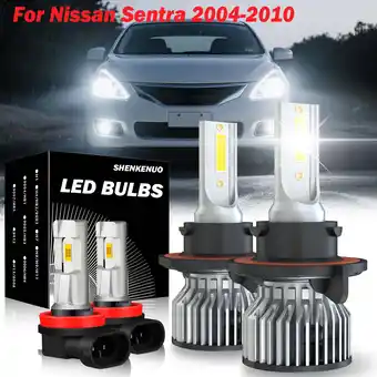 Walmart For Nissan Sentra 2004-2010 White 9008 H11 LED Headlight High Low Fog Light 4PCS Bulbs offer