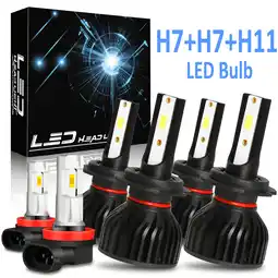 Walmart For 2016-2018 Hyundai Tucson 2017 LED Headlight Bulbs H7 Hi-Lo Beam H11 Fog Light Lamp 6pcs offer