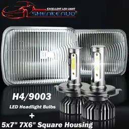 Walmart For Ford Ranger 1983-1988 Pair 7x6 Housing Headlight, 9003 LED Bulbs High/Low Beam offer