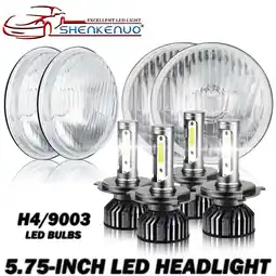 Walmart For Dodge Charger Coronet Dart Chrysler 4pcs DOT 5.75 Round LED Headlights High/Low Beam White offer