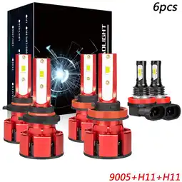 Walmart 9005 High+H11 Low+H11 Fog Light for Nissan Rogue 2008-2013 LED Headlight White 6000K 6pcs offer