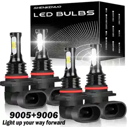 Walmart 9005 9006 LED Headlights Kit Combo Bulbs 6000K High Low Beam Super White Bright ,4pcs SHENKENUO offer