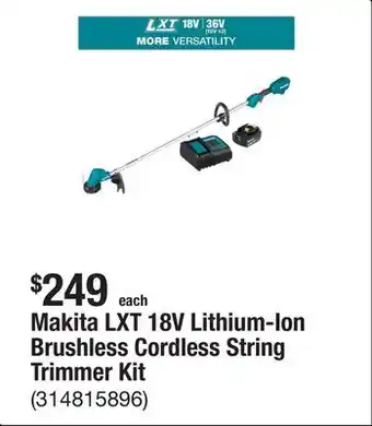 The Home Depot Makita LXT 18V Lithium-Ion Brushless Cordless String Trimmer Kit offer