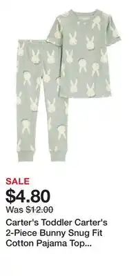 Kohl's Carter's Toddler Carter's 2-Piece Bunny Snug Fit Cotton Pajama Top & Pajama Pants Set offer