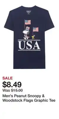 Kohl's Men's Peanut Snoopy & Woodstock Flags Graphic Tee offer