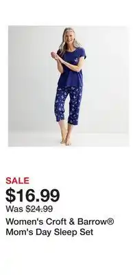 Kohl's Women's Croft & Barrow Mom's Day Sleep Set offer