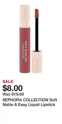 Kohl's SEPHORA COLLECTION Soft Matte & Easy Liquid Lipstick offer
