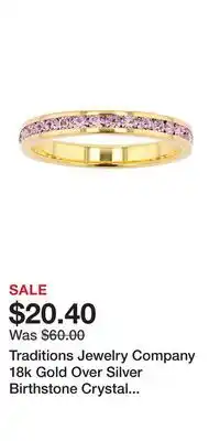 Kohl's Traditions Jewelry Company 18k Gold Over Silver Birthstone Crystal Eternity Ring offer