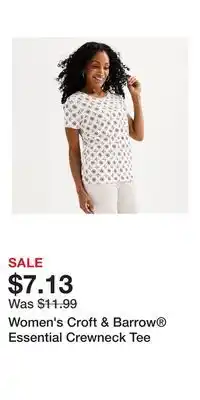 Kohl's Women's Croft & Barrow Essential Crewneck Tee offer
