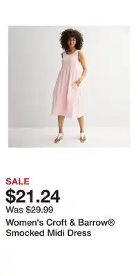 Kohl's Women's Croft & Barrow Smocked Midi Dress offer