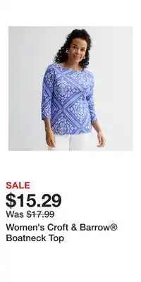 Kohl's Women's Croft & Barrow Boatneck Top offer