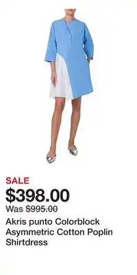 Nordstrom Akris punto Colorblock Asymmetric Cotton Poplin Shirtdress offer