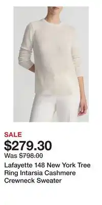 Nordstrom Lafayette 148 New York Tree Ring Intarsia Cashmere Crewneck Sweater offer